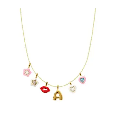 BonBonWhims Puffy Lucky Charm Necklace in gold with colorful charms