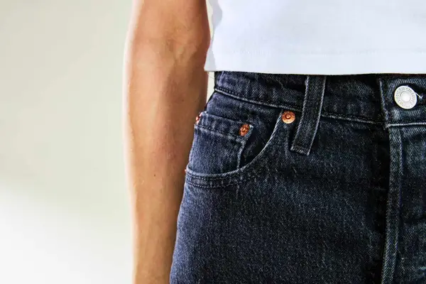 Close-up of a side pocket on a pair of Levi