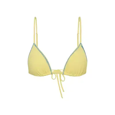 yellow bikini with blue trim