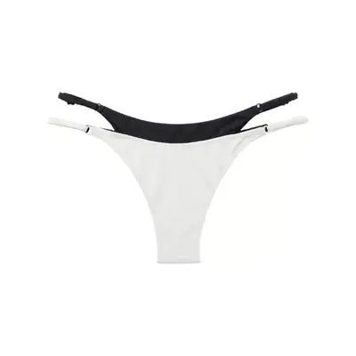 layered black and white bikini bottom