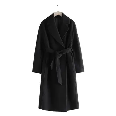 & Other Stories Voluminous Belted Wool Coat in black
