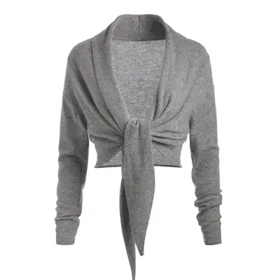 Alice + Olivia Lanita Tie Wrap Cardigan in medium heather gray