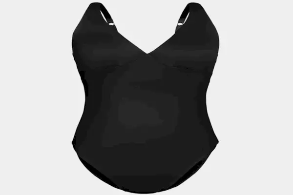 Auslaufsicherer Badeanzug mit tiefem V-Ausschnitt