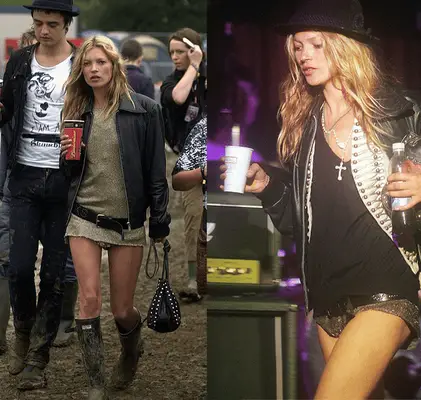 Kate Moss wearing studs at Glastonbury in 2025