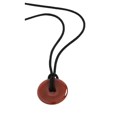 Shashi Jade Carnelian Necklace with red pendant and black rope