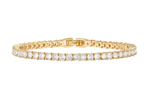 PAVOI 14K Gold Plated 3mm Cubic Zirconia Classic Tennis Bracelet