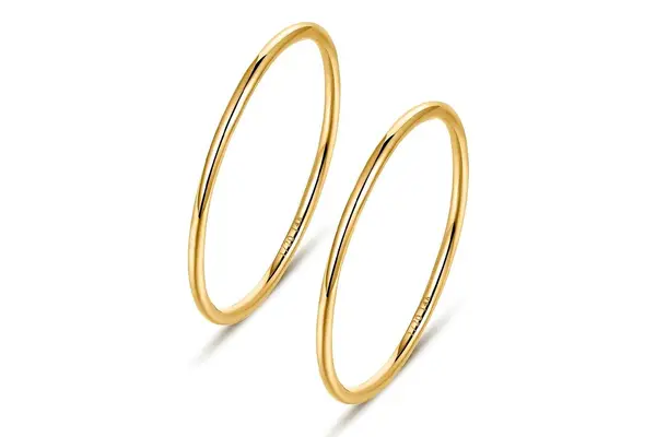 NOKMIT 1mm/1.5mm 14K Gold Plated Rings