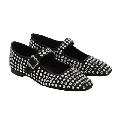 Sam Edelman Michaela Mary Jane flat in black suede with clear crystals