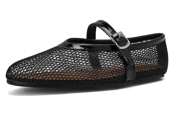 Arqa Womens Rhinestone Ballet Flats Sparkly Crystals Ballerina Flat Shoes Buckled Straps Mary Jane Casual Low Heels