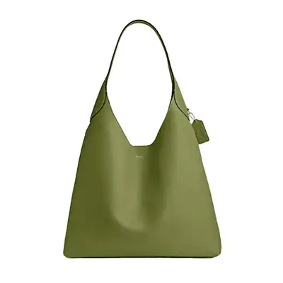 Coach Brooklyn Shoulder Bag in dark lime green with brass accents