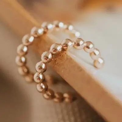 gold bead huggie earrings