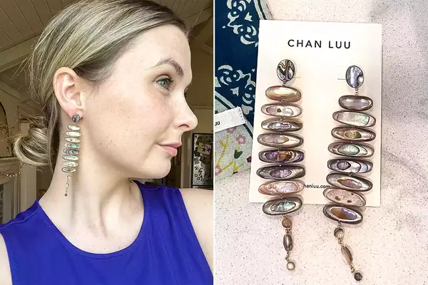 A woman wearing the Chan Luu Mizumi Earrings