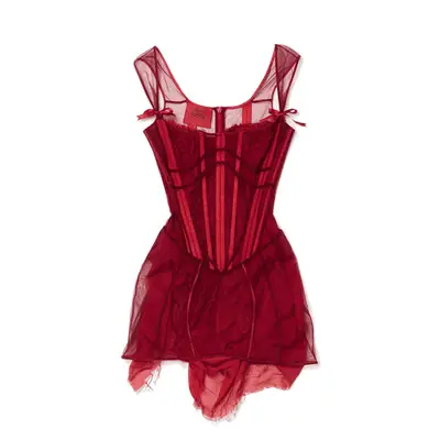 Dilara Findikoglu Multidimension Dress in red