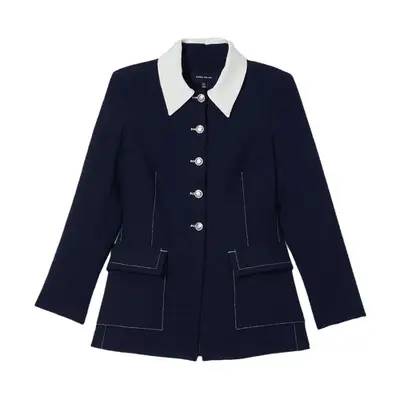 Karen Millen Compact Stretch Single Breasted Jacket in navy and white