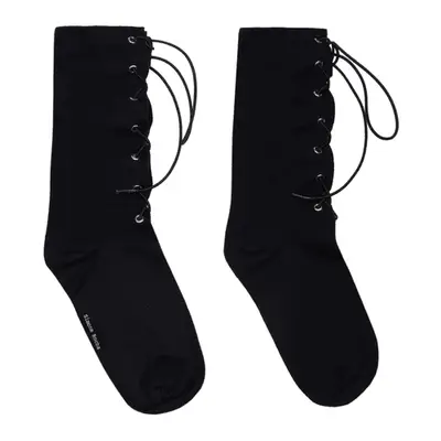 Simone Rocha Black Lace-Up Socks