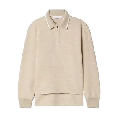 Proenza Schouler White Label Genevieve Striped Cotton-Blend Cloque Polo Shirt in beige