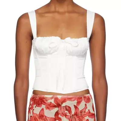 Miaou Agnes Corset Top in white on model