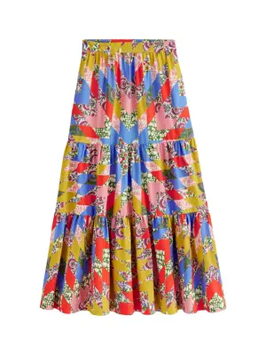 Boden Lorna Tiered Maxi Skirt in multicolored print