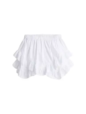 H&M white tiered mini skirt with eyelet embroidery