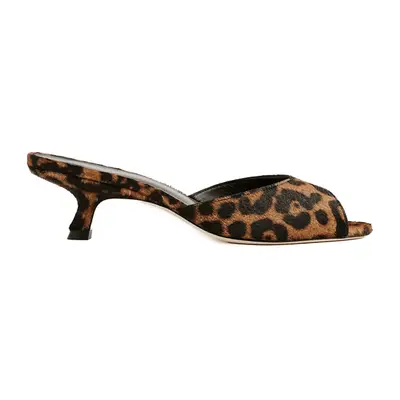Reformation Winnie Peep Toe Heeled Mule in leopard
