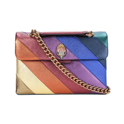 Kurt Geiger Leather Kensington Bag in rainbow with chain strap and eagle head clasp detail