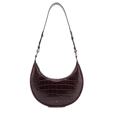 JW Pei Carly Saddle Bag in brown croc leather