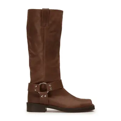 Tony Bianco Biker Saddle Wax Calf Boots in brown