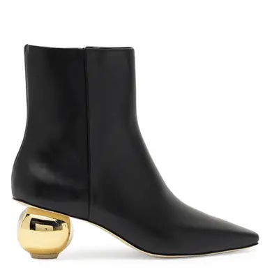 Cult Gaia Mari Leather Bootie in black with gold heel