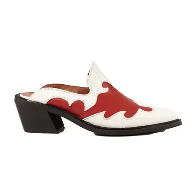 Alohas Weston Bicolor Red Cream Leather Mules