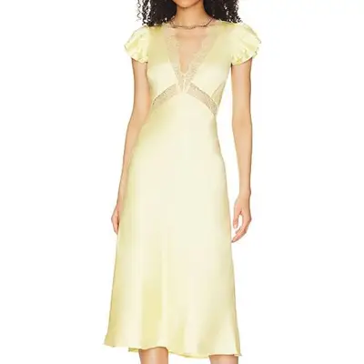 Tularosa Kayla Midi Dress in butter yellow