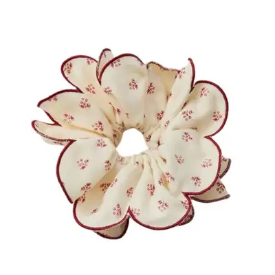 Urban Outfitters Printed Ruffle Jumbo Scrunchie in red and white floral pattern