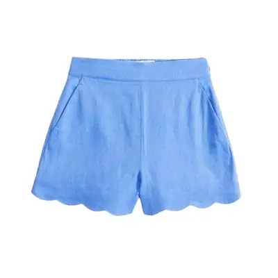 Abercrombie & Fitch Premium Linen Scallop-Hem Tailored Short in French blue