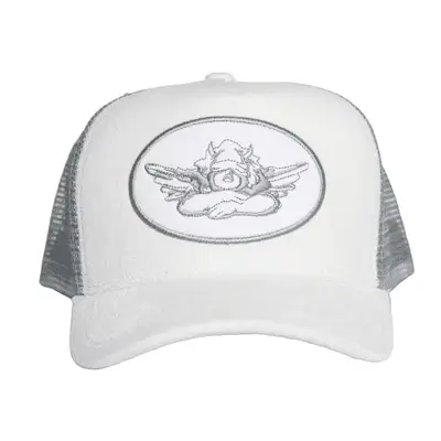 Boys Lie Virgo Terry Trucker Hat in white and gray