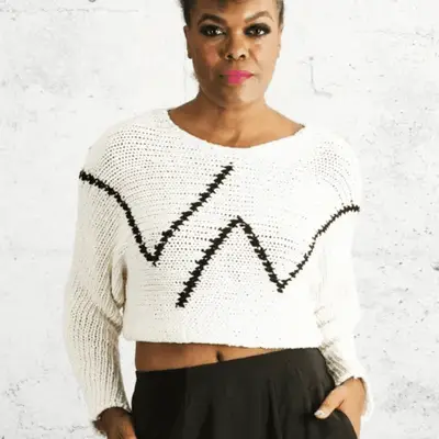 woman in cropped sweater