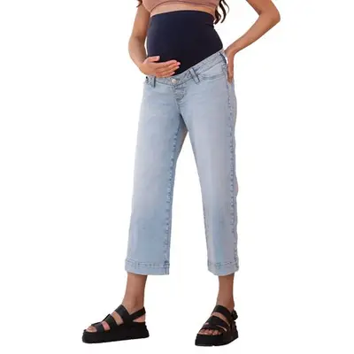Seraphine Cropped Straight Wide Leg Maternity Jeans
