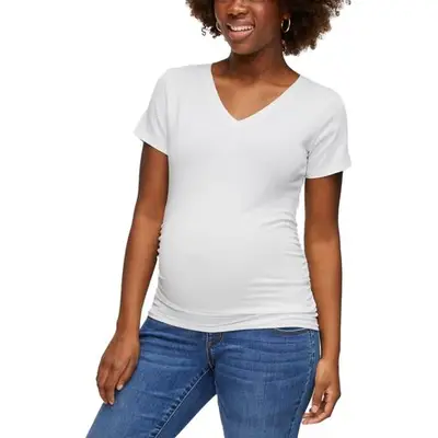 Motherhood V-Neck Side Ruched Maternity Tee