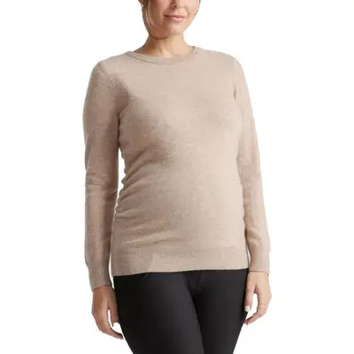 Quince Mongolian Cashmere Maternity Crewneck Sweater