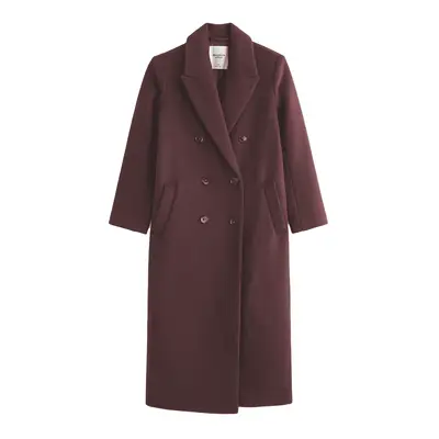 Abercrombie & Fitch Wool-Blend Double-Breasted Coat in burgundy