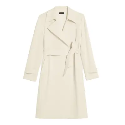 Theory Oaklane Trench Coat in Admiral Crepe in rice off-white color