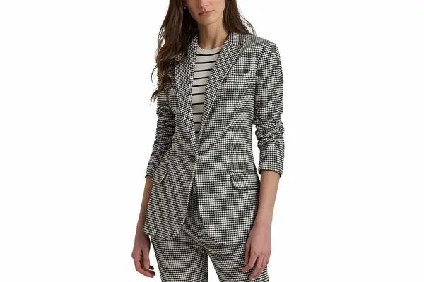 Ralph Lauren Petite Twill Houndstooth Blazer