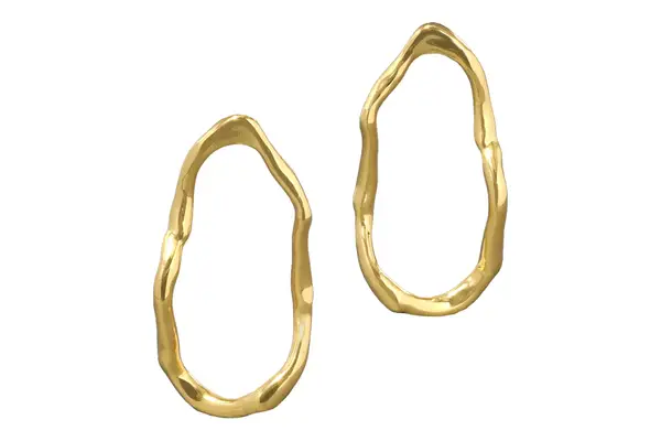 Alexis Bittar Brut Gold Plated Open Oval Post Earrings