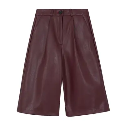 The Frankie Shop Coralie Faux Leather Bermuda Shorts in burgundy