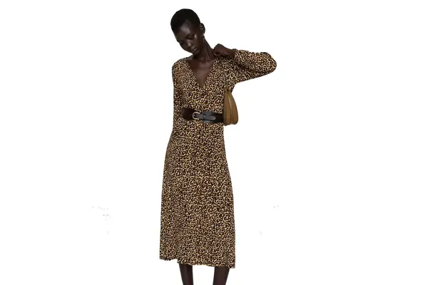 Mango Leopard-print long dress