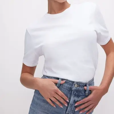 Good American Cotton Classic Tee in white