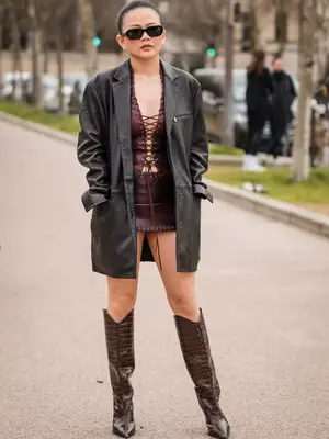 Brother Vellies Eve Doodle Cowboy Boot in brown with multicolored details