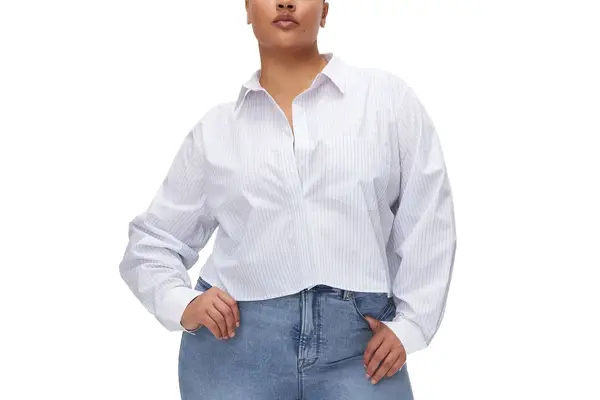 Good American Cropped Poplin Shirt