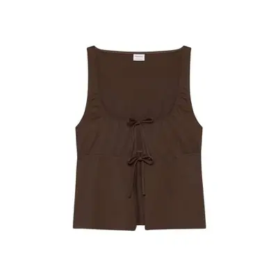 brown tie-front Sunday Best top