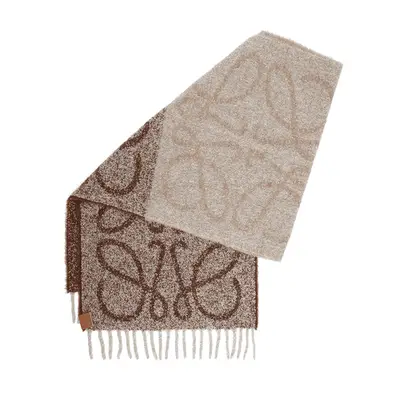 Loewe Anagram Scarf in alpaca and wool in brown and beige