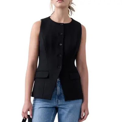 black button-down Banana Republic top