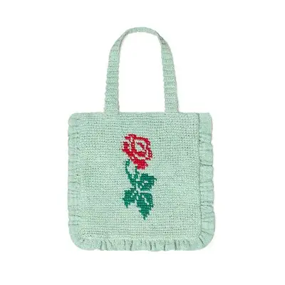 green Loeffler Randall ruffle top with rose